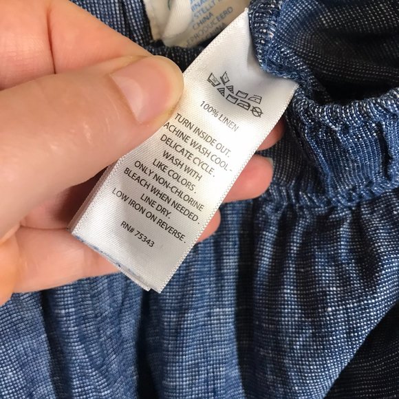 Sigrid Olsen Blue Wide Leg Lagenlook 100% Linen Cropped pants - Picture 4 of 8